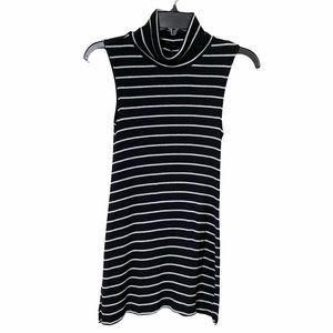 The Limited Sleeveless Striped Black Turtleneck S